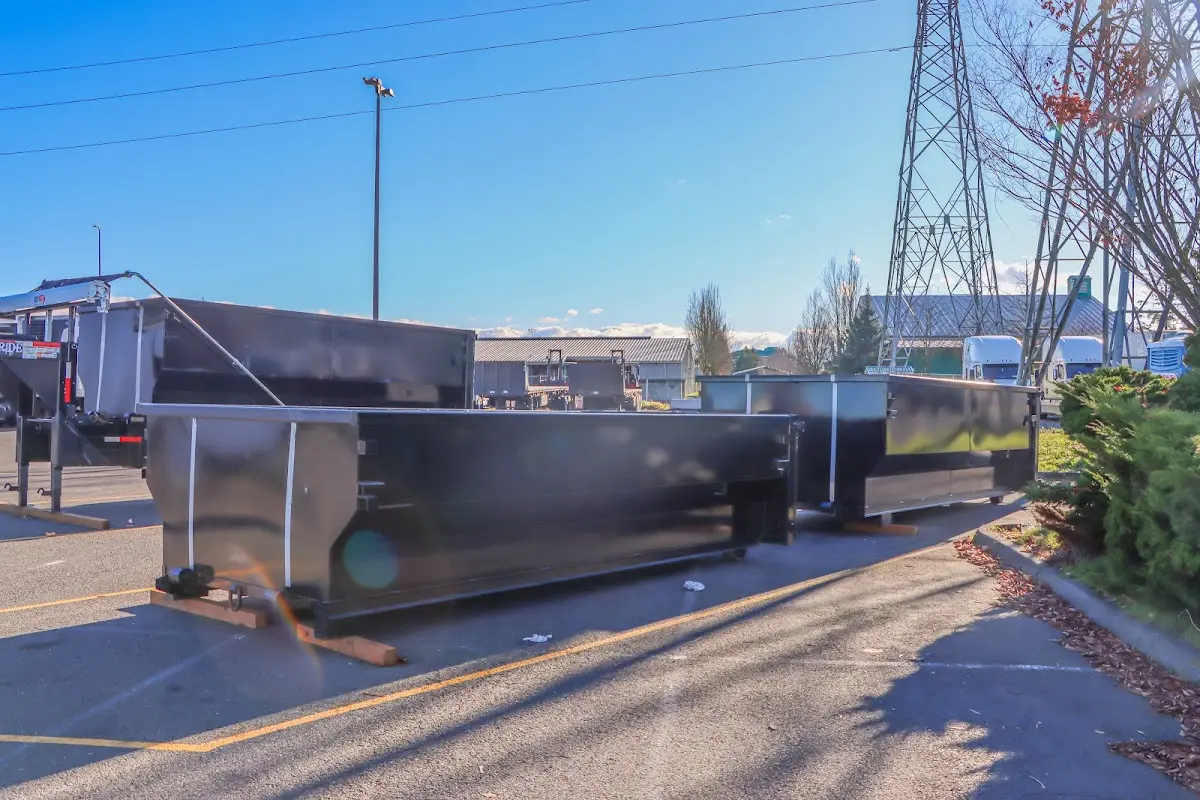Roll-off dumpster ready for waste disposal at job site for Construction Dumpster Rental in Round Lake